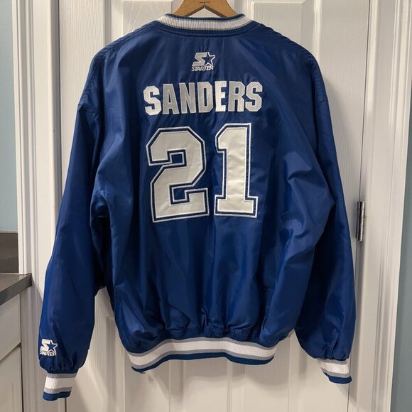 Vintage 90s Deion Sanders STARTER Classic Dallas Cowboys Pullover Jacket - Large - Picture 9 of 9